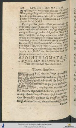 Apophthegmata Aliquot Seu Graves Multorum Sententiæ ex Marco Tullio Cicerone