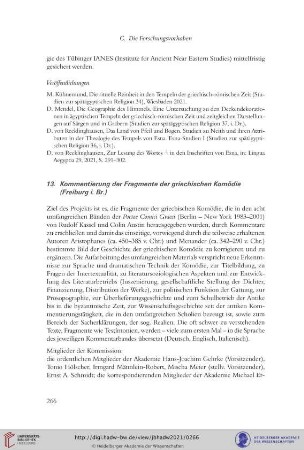 13. Kommentierung der Fragmente der griechischen Komödie (Freiburg i. Br.)