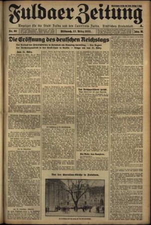 Ausgabe vom Mittwoch, den 22. März 1933.