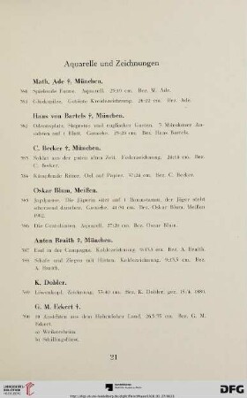 Aquarelle und Zeichnungen (Nr.380-655)