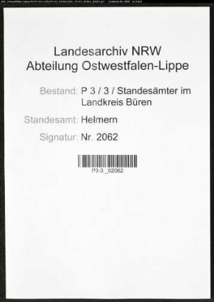 Sterberegister Standesamt Helmern