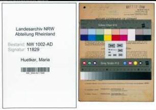 Entnazifizierung Maria Huetker, geb. 05.02.1899 (Verw.Gehilfin)
