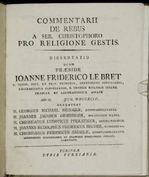 [1]: Commentarii De Rebus A Ser. Christophoro Pro Religione Gestis.