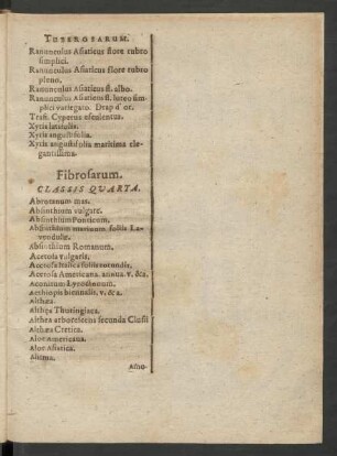 Fibrosarum. Classis Quarta