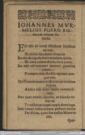 Johannes Murmelius Puero Bonarum artium studioso