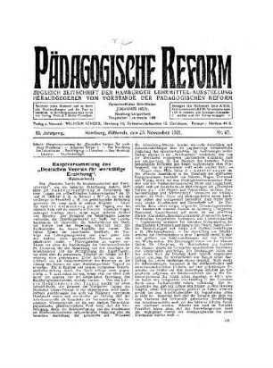 Hauptversammlung des "Deutschen Vereins für werkstätige Erziehung" : (Reichsverband)
