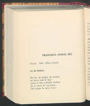 Francisco Anibal Riú : Poesía: Silex; Musa errante.