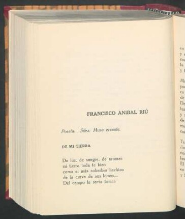 Francisco Anibal Riú : Poesía: Silex; Musa errante.