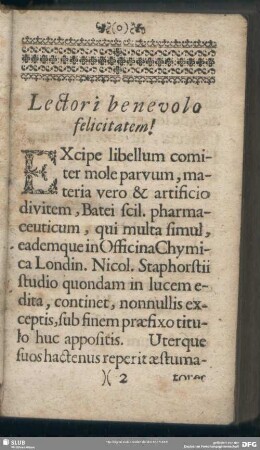 Lectori benevolo felicitatem