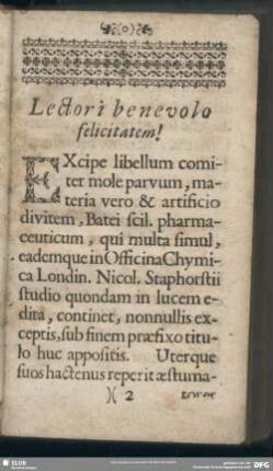 Lectori benevolo felicitatem