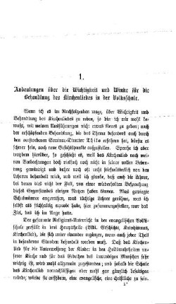 Andeutungen über die Wichtigkeit und Winke für die Behandlung des Kirchenliedes in der Volksschule