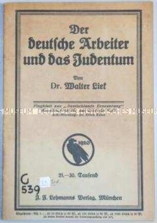 Antisemitische Schrift über den deutschen Arbeiter und das Judentum