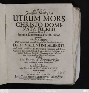 Quaestio Theologica Utrum Mors Christo Dominata Fuerit? : occasione Rom. VI,9.