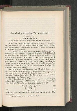 Zur elektrochemischen Thermodynamik.
