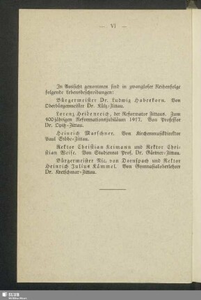 In Aussicht genommene Lebensbeschreibungen