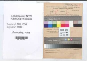 Entnazifizierung Hans Gronostay , geb. 03.05.1910 (Polizist)