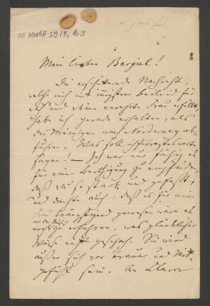 Brief an Woldemar Bargiel : 9. Juli