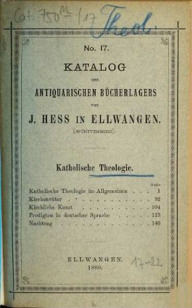 Katalog. 17. 1886