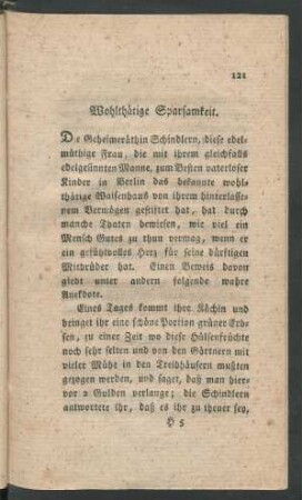 Wohlthätige Sparsamkeit