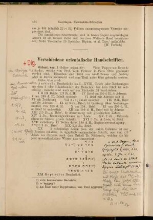 Verschiedene orientalische Handschriften. [Cod. Ms. orient. var. 1 - Cod. Ms. orient. var. 119]
