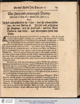 Die Zwey und zwanzigste Predig