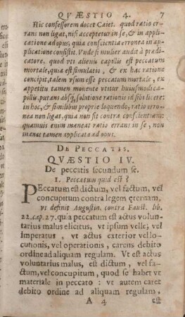 Qvaestio IV. De peccatis secundum se.