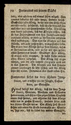 Fortunatus siehet die drey schönen Jungfrauen, und erwählet ... Cassandram, zur Gemahlin.