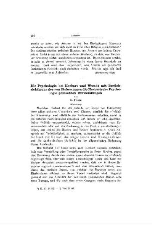 Die Psychologie bei Herbart und Wundt mit Berücksichtigung der von Ziehen gegen die Herbartsche Psychologie gemachten Einwendungen : (Fortsetzung)