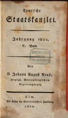 Teutsche Staatskanzlei. 1801 (1802/03), Bd. 2