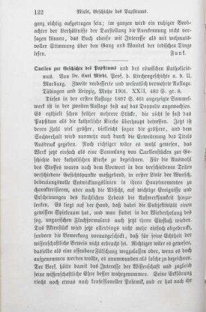 122-123 [Rezension] Mirbt, Carl, Quellen zur Geschichte des Papsttums und des römischen Katholizismus