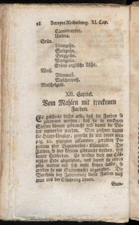 XII. Capitel. Vom Mahlen mit trockenen Farben.