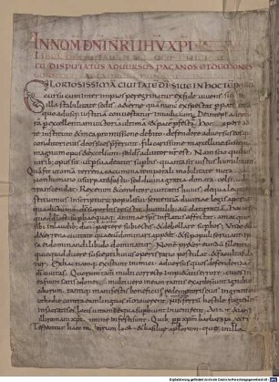 S. Augustini de civitate dei libri I - XVIII - BSB Clm 6267