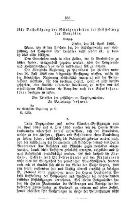 Betheiligung der Schulgemeinden bei Feststellung der Baupläne : [V. Elementarschulwesen]