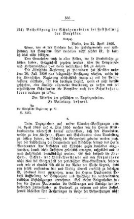 Betheiligung der Schulgemeinden bei Feststellung der Baupläne : [V. Elementarschulwesen]
