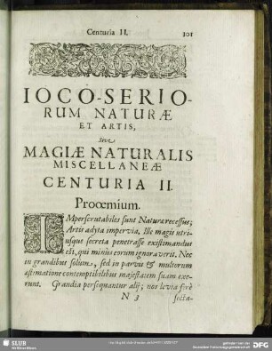 Ioco-Seriorum Naturae Et Artis, Sive Magiae Naturalis Miscellaneae Centuria II.