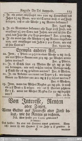 Von Interessen, Renten oder Zinsen. Wenn Gelder auf Interesse oder Zinse belegt, wie die Renten zu rechnen