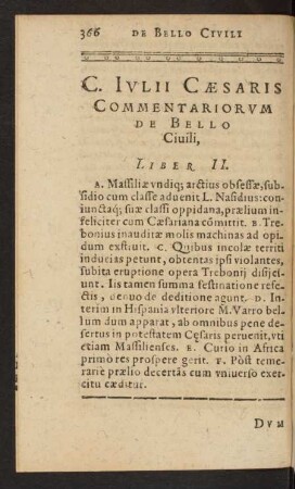 C. Iulii Caesaris Commentariorum De Bello Civili, Liber II.