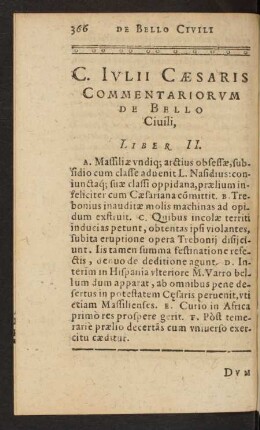 C. Iulii Caesaris Commentariorum De Bello Civili, Liber II.