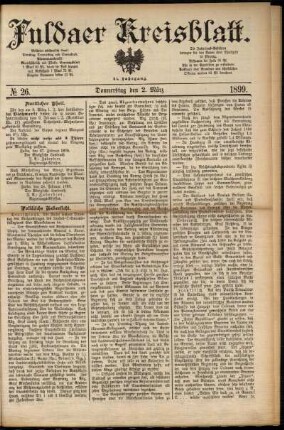 Erste Ausgabe vom Donnerstag, den 02. März 1899.