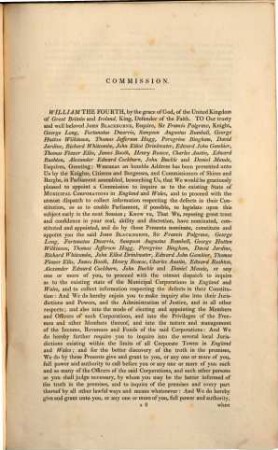 Report of the commissioners appointed to inquire into the municipal corporations in England and Wales. 1. 1835