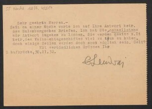 Brief an B. Schott's Söhne : 30.11.1932