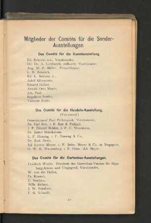 Mitglieder der Comités für die Sonder-Austellungen