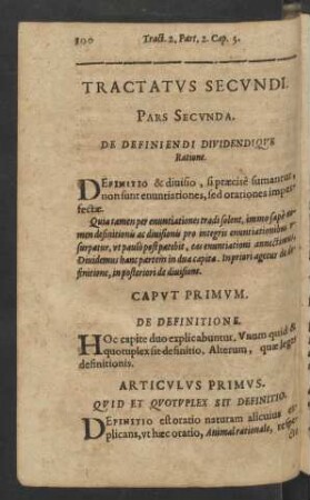 Pars Secunda. De Definiendi Dividendique Ratione.