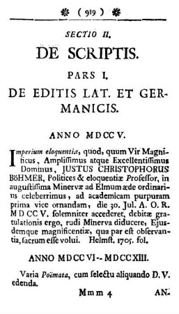Sectio II. De scriptis.