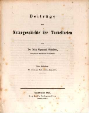 Beiträge zur Naturgeschichte der Turbellarien, 1