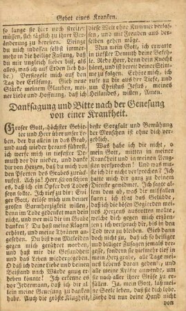 Danksagung und Bitte nach der Genesung von einer Krankheit