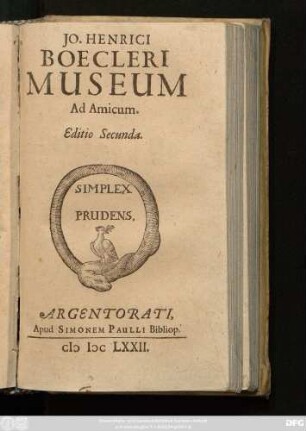 Jo. Henrici Boecleri Museum Ad Amicum