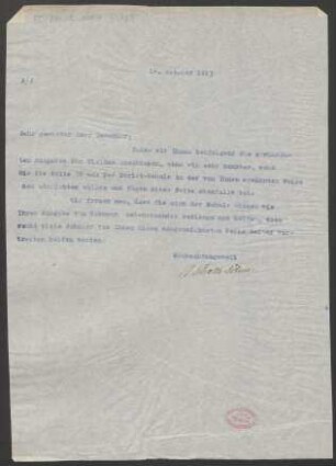Brief an Heinrich Dessauer : 14.10.1913