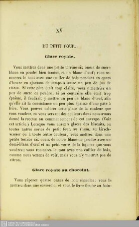 XV. Du petit four