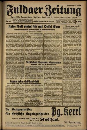 Erste Ausgabe vom Samstag, den 20. November 1937.